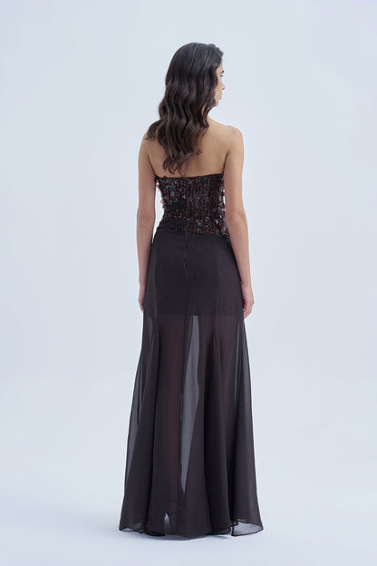 AVA KAHVERENGİ ELBİSE