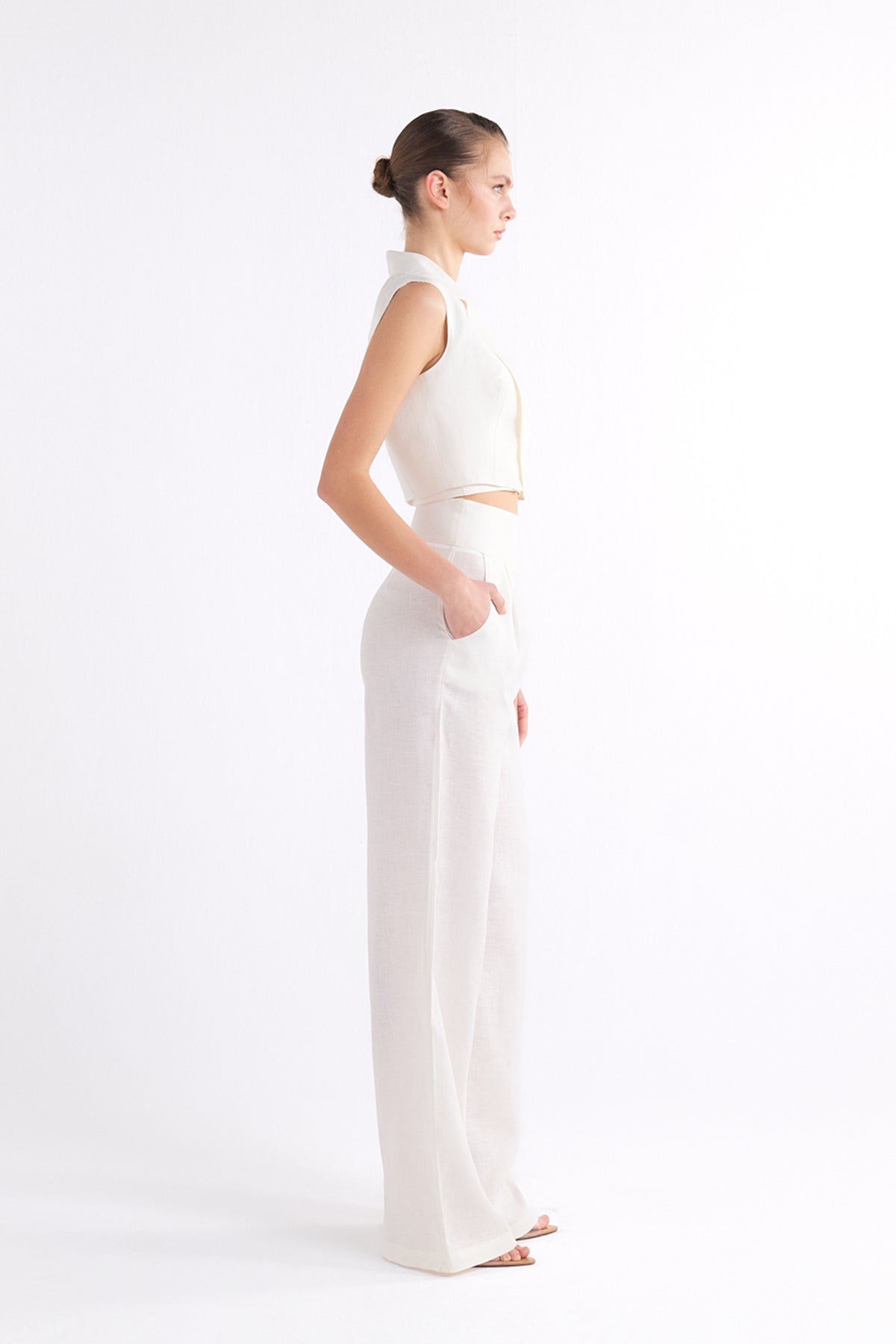 BRIONY WHITE CROPPED BANDEAU ÜST