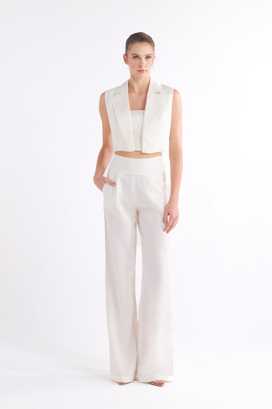 BRIONY WHITE CROPPED BANDEAU ÜST