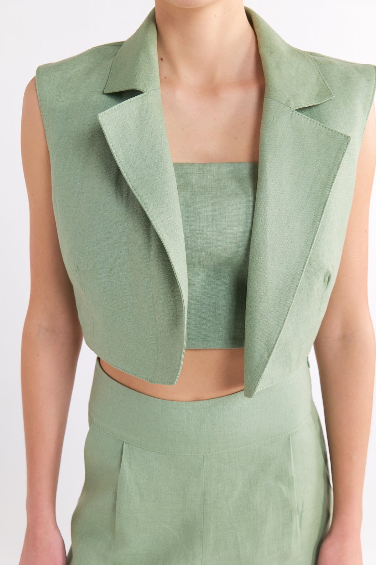 BRIONY GREEN CROPPED BANDEAU ÜST