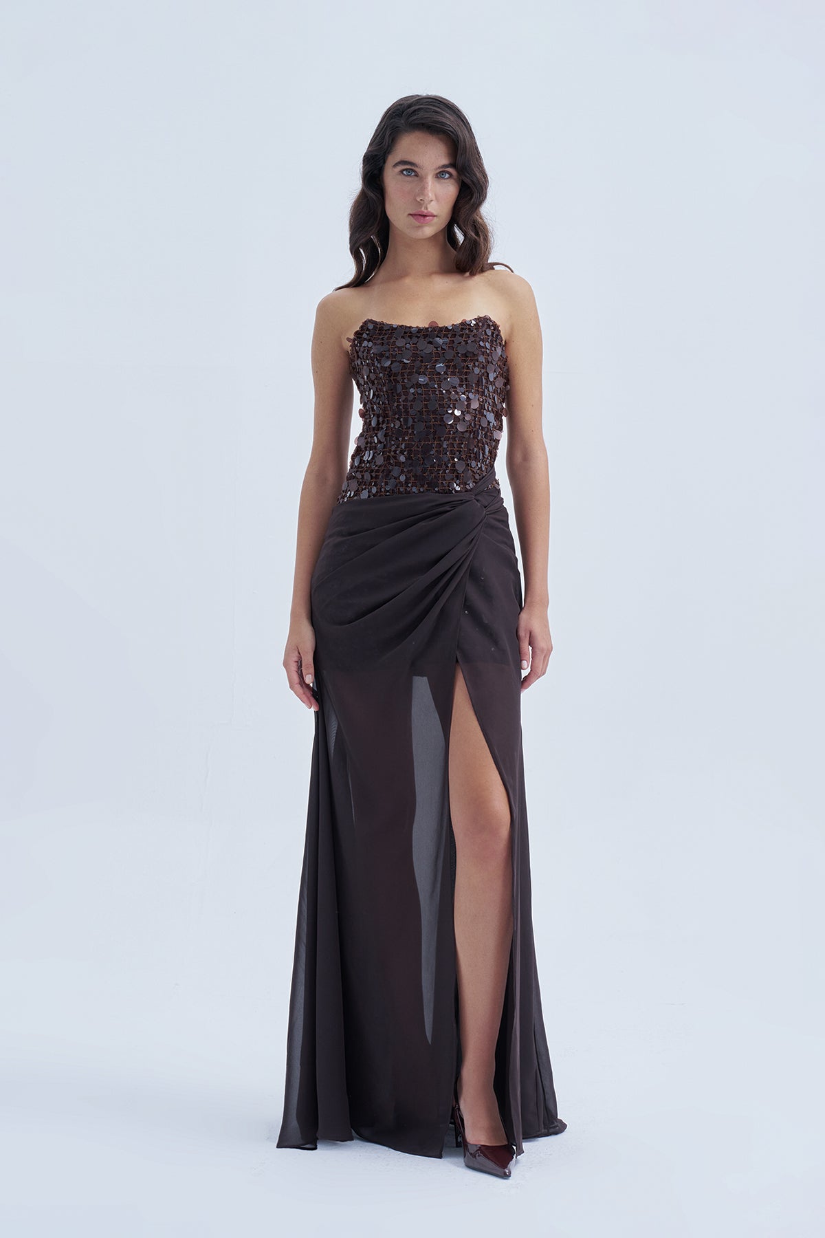 AVA KAHVERENGİ ELBİSE