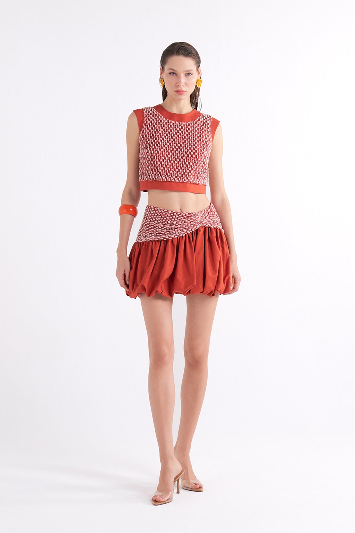ESPERENZA TERRACOTTA KOLSUZ CROP TOP WITH CONTRAST