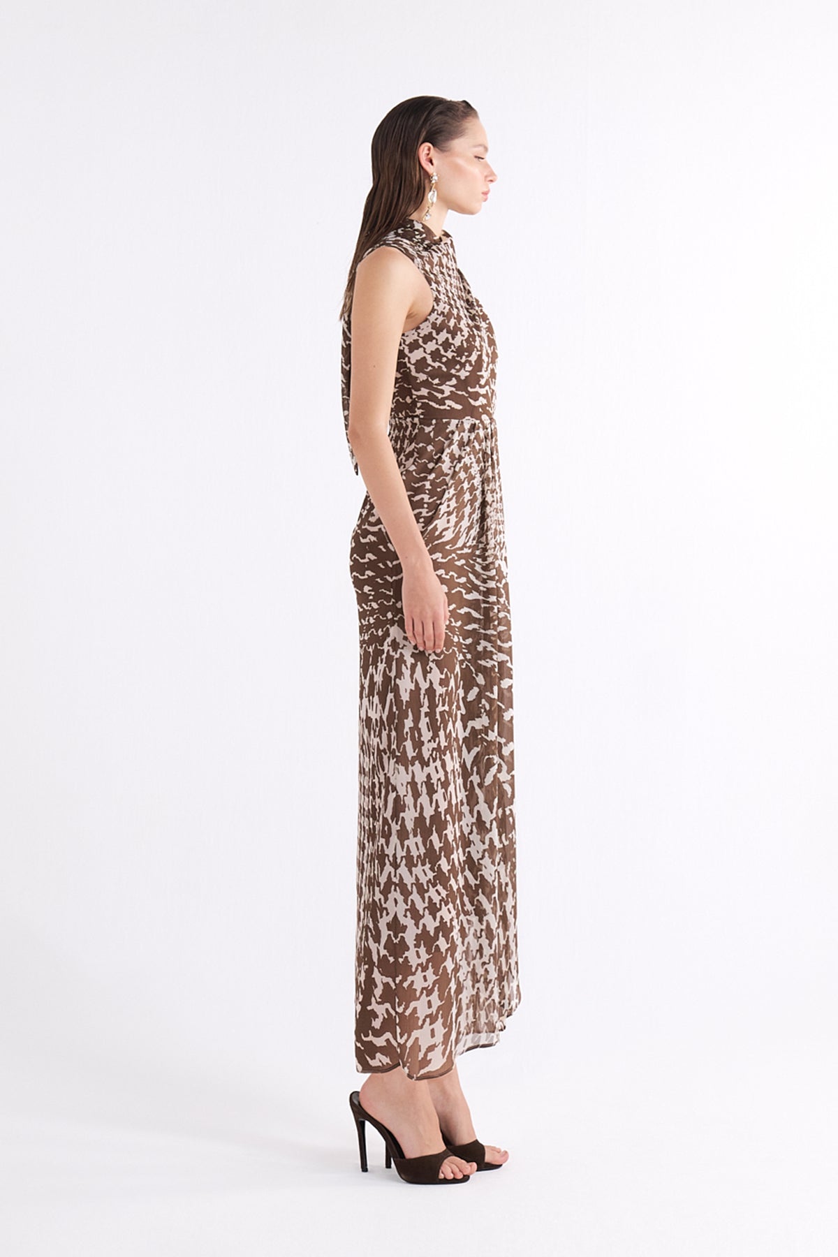 VIVY ANIMAL PRINT MIDI ELBİSE WITH DRAPE DETAIL