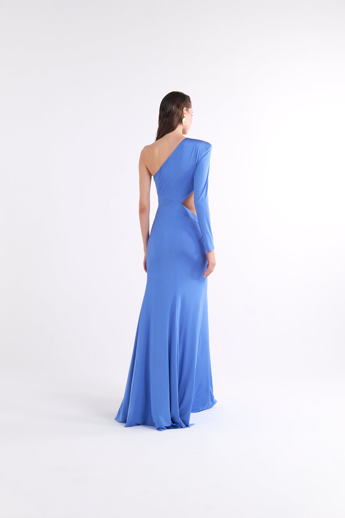 KERRIE ASYMMETRIC CUTOUT AND SLIT BLUE MAXI ELBİSE