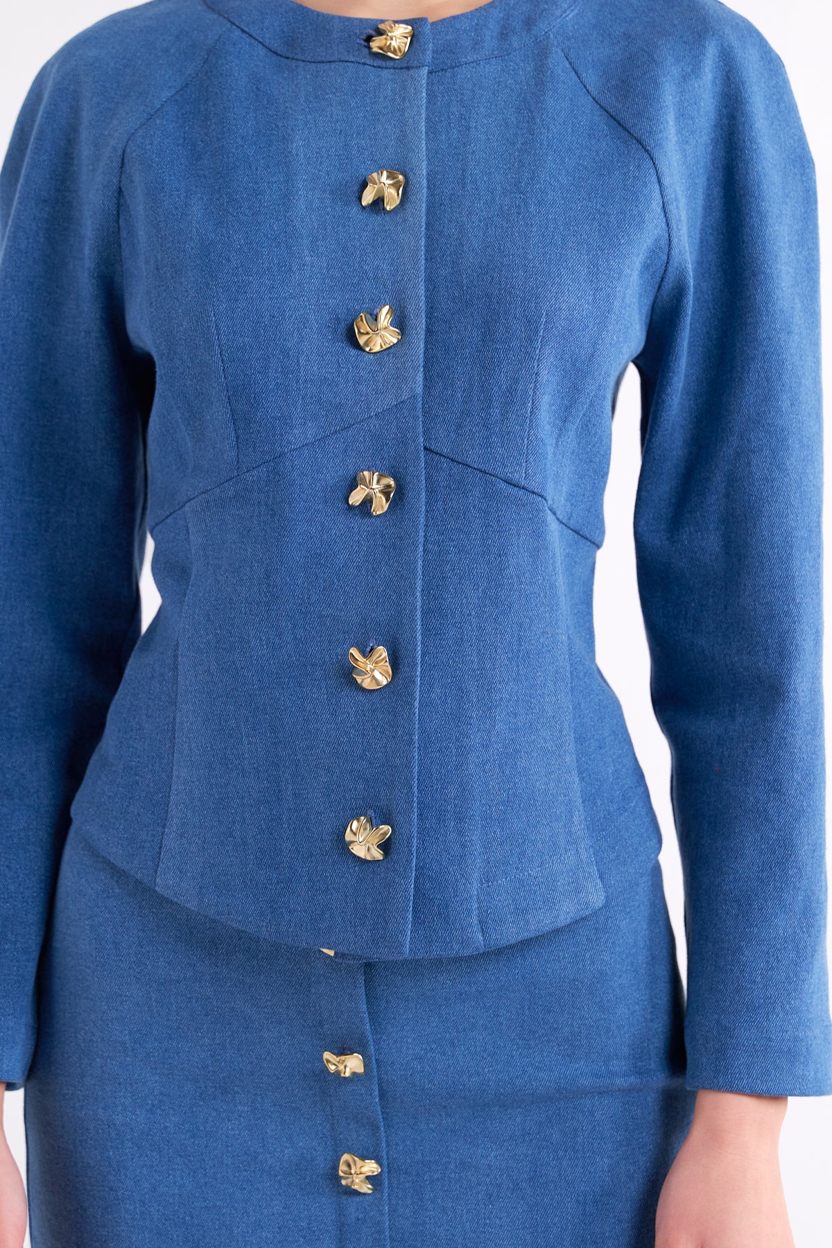 BROOKS BLUE FITTED LONG-SLEEVE ALTIN DÜĞMELİ CEKET