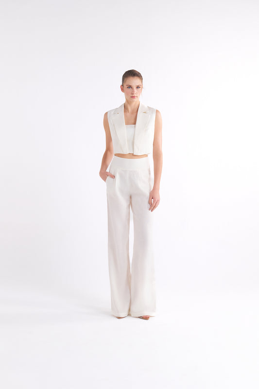 BRIONY WHITE CROPPED BANDEAU ÜST