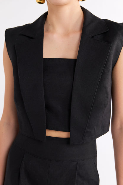 BRIONY BLACK CROPPED BANDEAU TOP