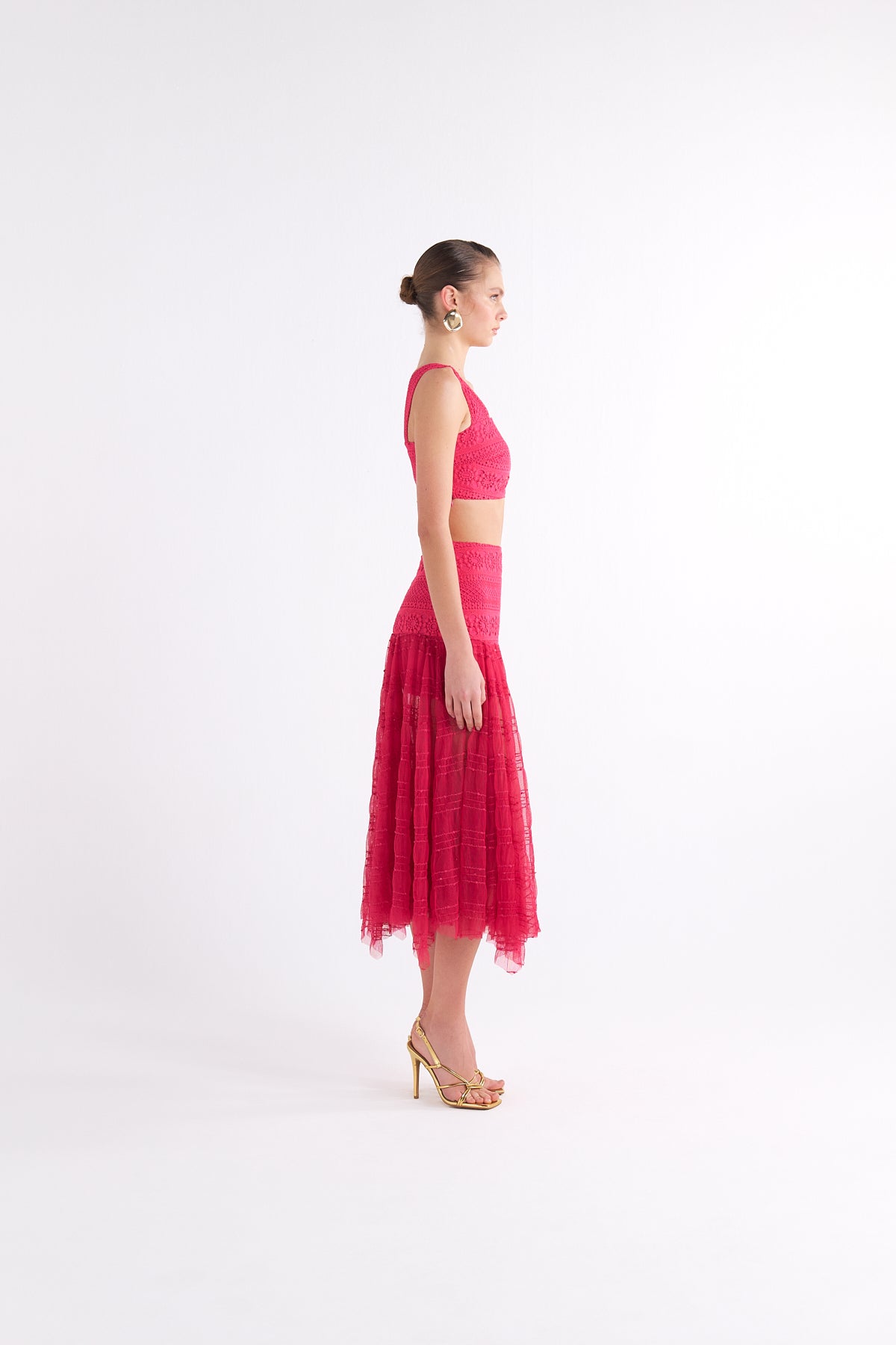 GIGI RED CROCHET CROPPED TANK ÜST