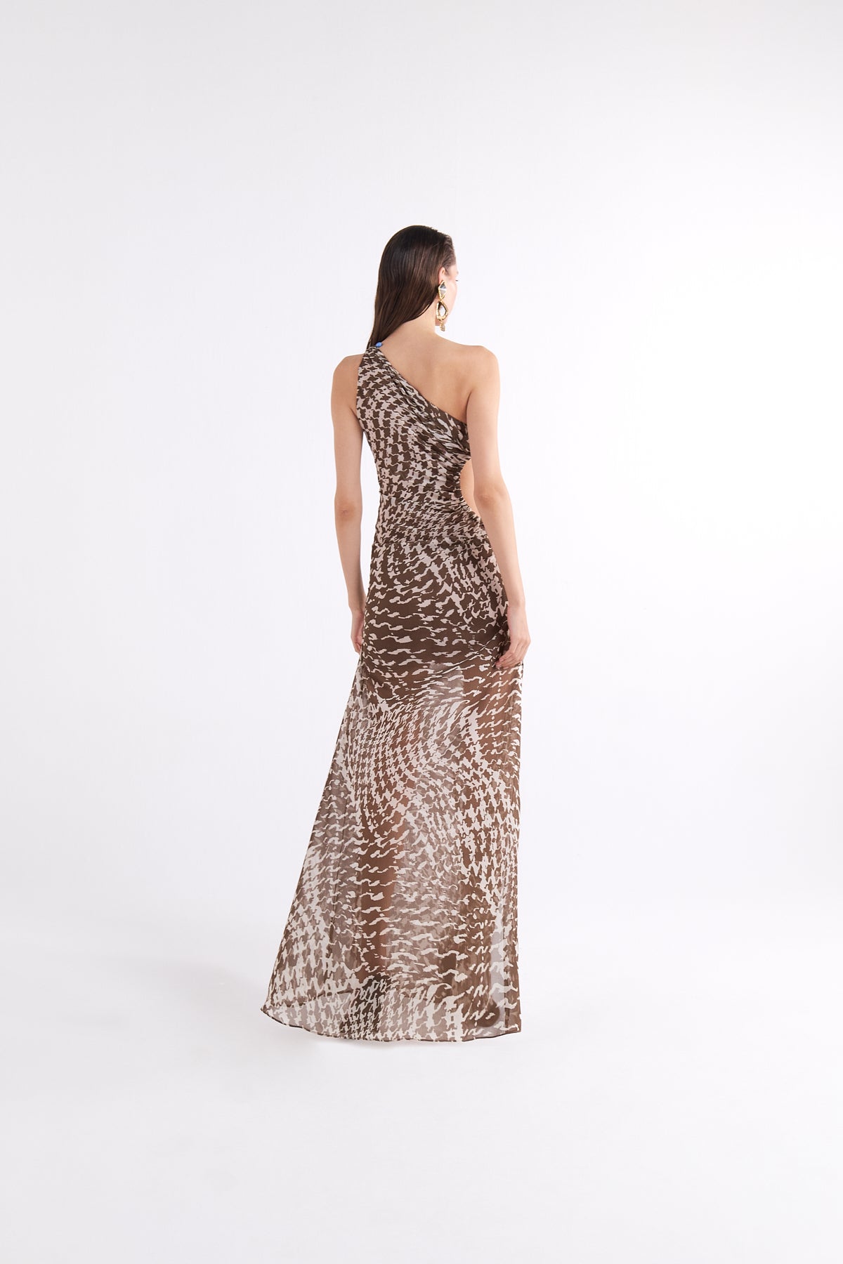 VIVIENNE ANIMAL PRINT CUTOUT MAXI ELBİSE WITH DRAPE DETAIL