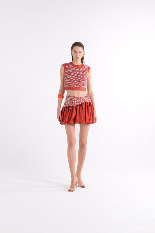 ESPERENZA TERRACOTTA KOLSUZ CROP TOP WITH CONTRAST