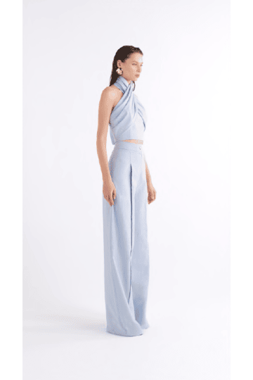 ROMOLA BLUE HIGH-WAISTED WIDE-LEG PANTOLON